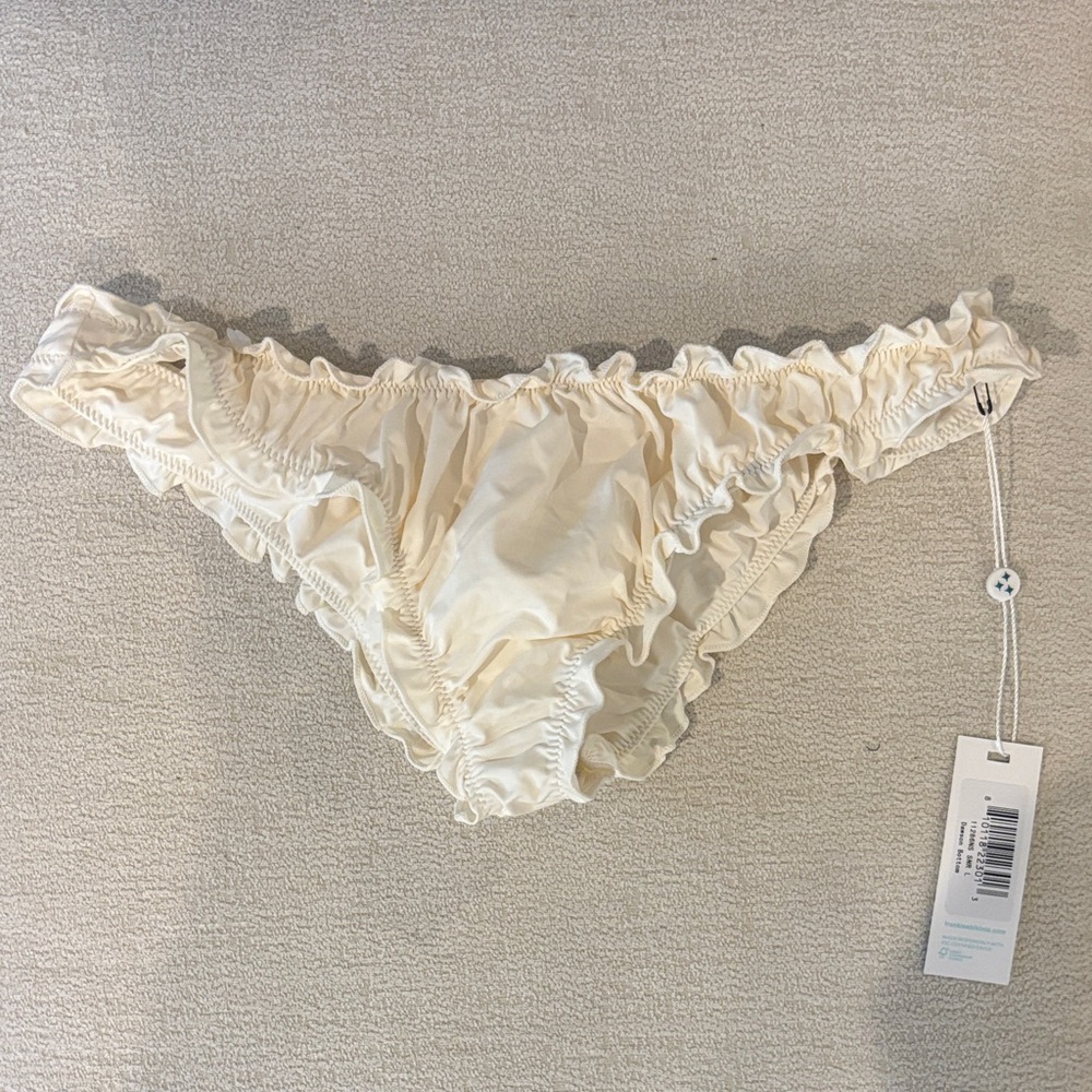 Ruffled Cream Bikini Bottom